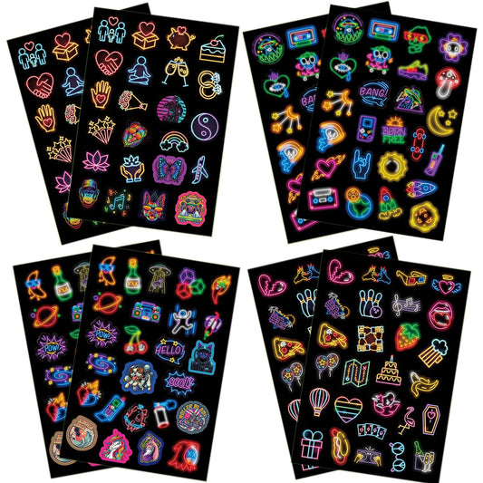200 Neon Waterproof Stickers for Kids and Teens