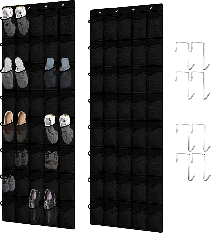Two Over-the-Door Shoe Organizers with 80 Pockets