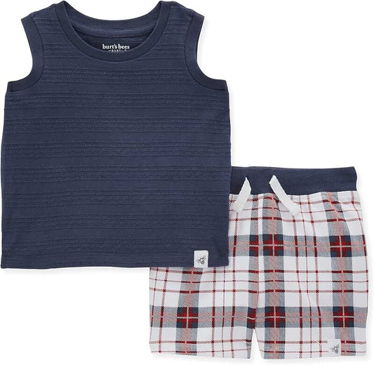 Baby boys' shirt and pant set in organic cotton