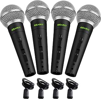 Dynamic cardioid vocal stage microphones, 4-pack