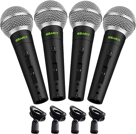 Dynamic cardioid vocal stage microphones, 4-pack