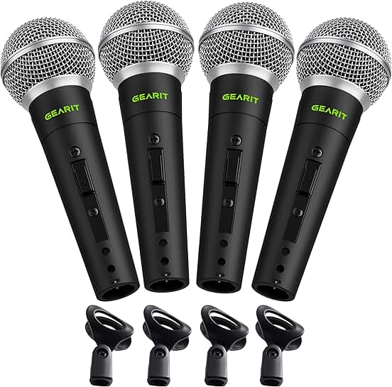 Dynamic cardioid vocal stage microphones, 4-pack