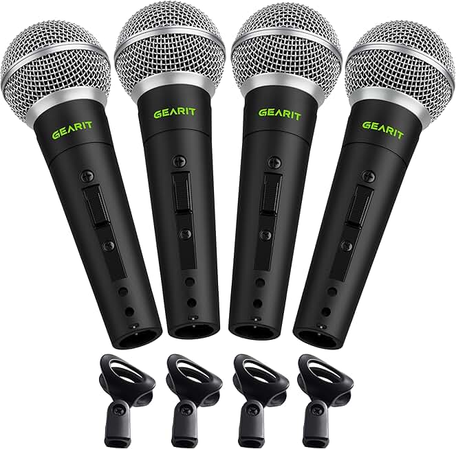 Dynamic cardioid vocal stage microphones, 4-pack