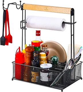 Outdoor Grill Caddy with Hooks and Towel Holder