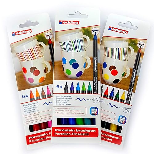 Set of three porcelain markers in assorted colors