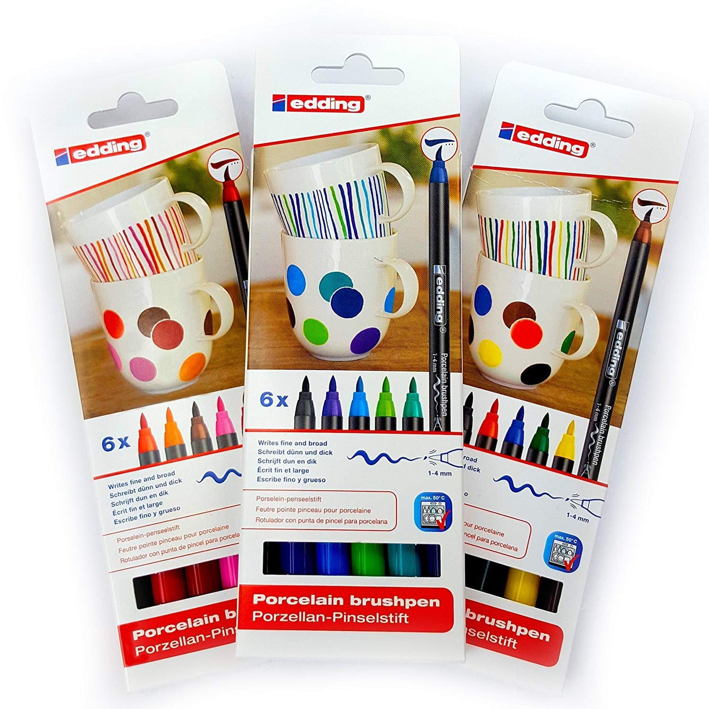 Set of three porcelain markers in assorted colors