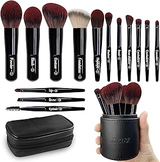 14-piece travel makeup brush set with case