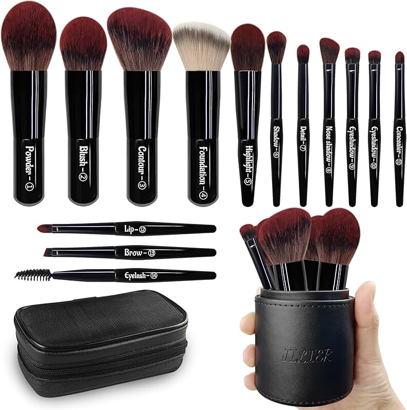 14-piece travel makeup brush set with case