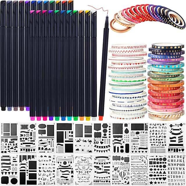 48 Scrapbooking Supplies Kit with Tools and Stencils
