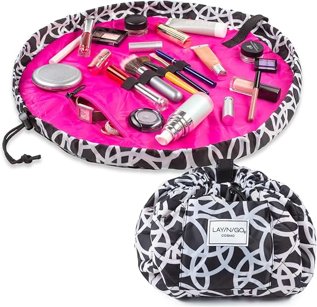 Cosmo Layflat Makeup Bag with Zipper and Brush Loops