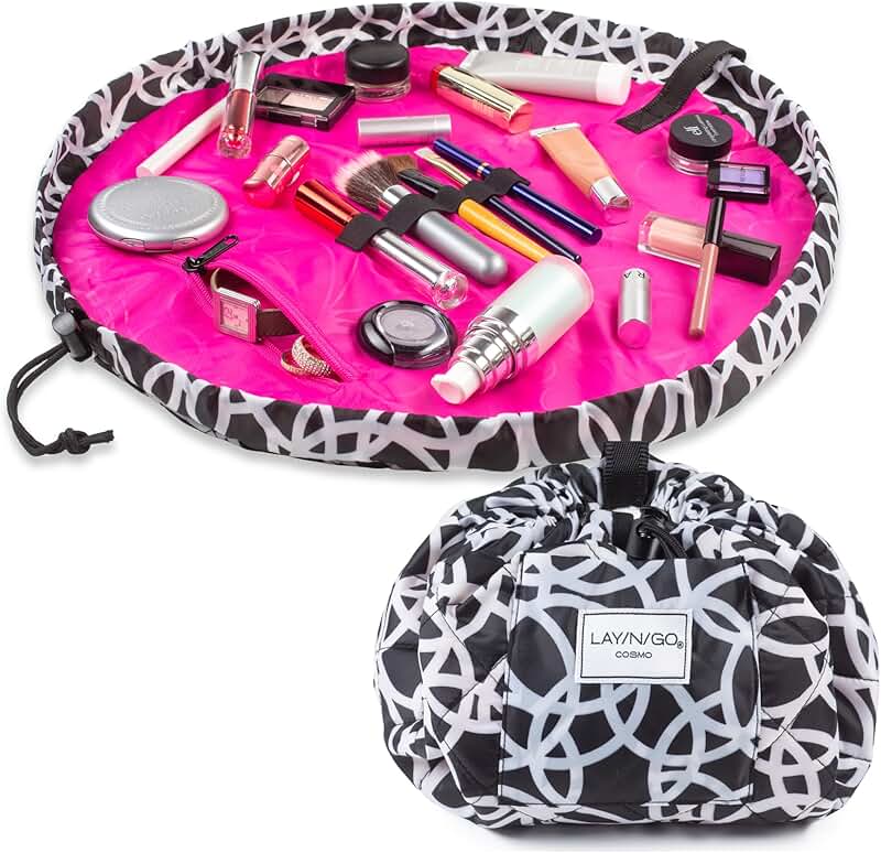 Cosmo Layflat Makeup Bag with Zipper and Brush Loops