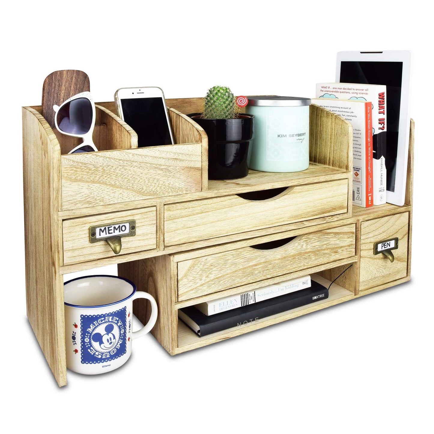 Large Wooden Desktop Organizer for Office Supplies