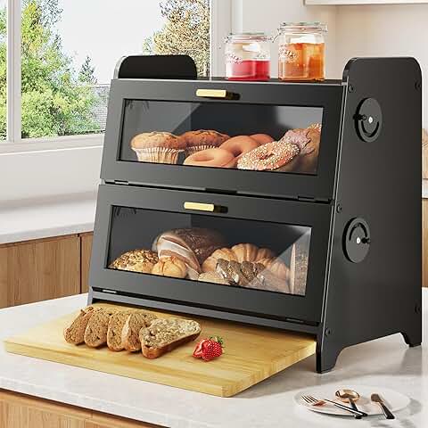 Kitchen Bread Storage Box with Bamboo Cutting Board