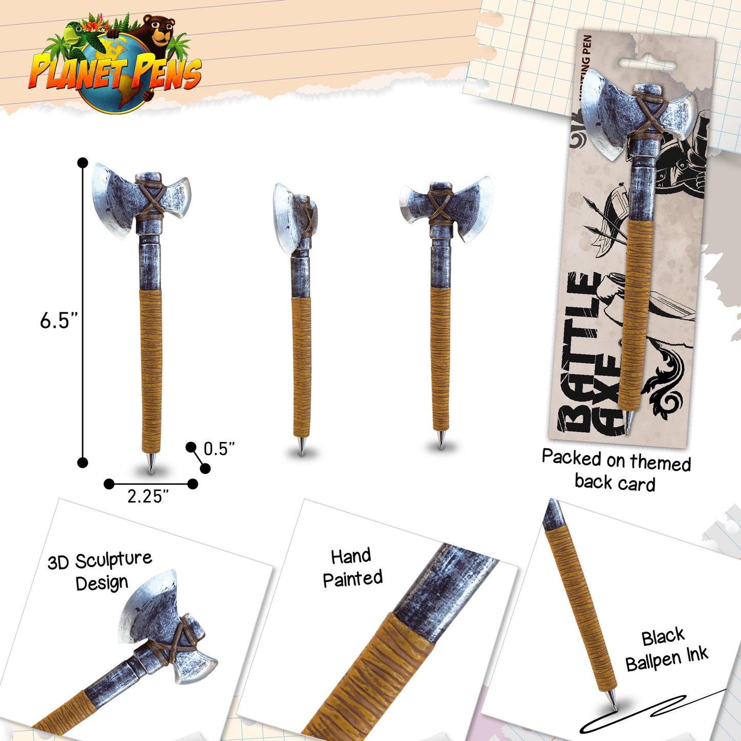 Ancient Battle Axe Themed Writing Pen