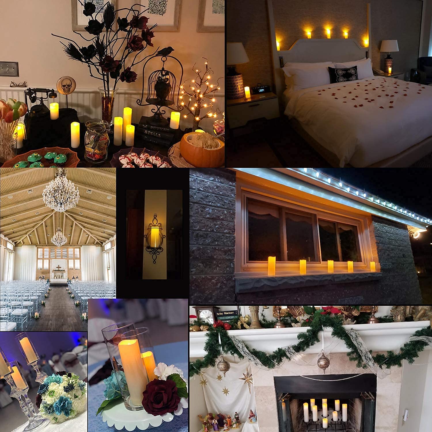 Flameless Candles Led Candles Battery Operated Candles Pack of 12 D2.2'' x H4''5''6'') Waterproof Outdoor Indoor Candles with 10-Key Remotes and Cycling 24 Hours Timer Wedding Decor