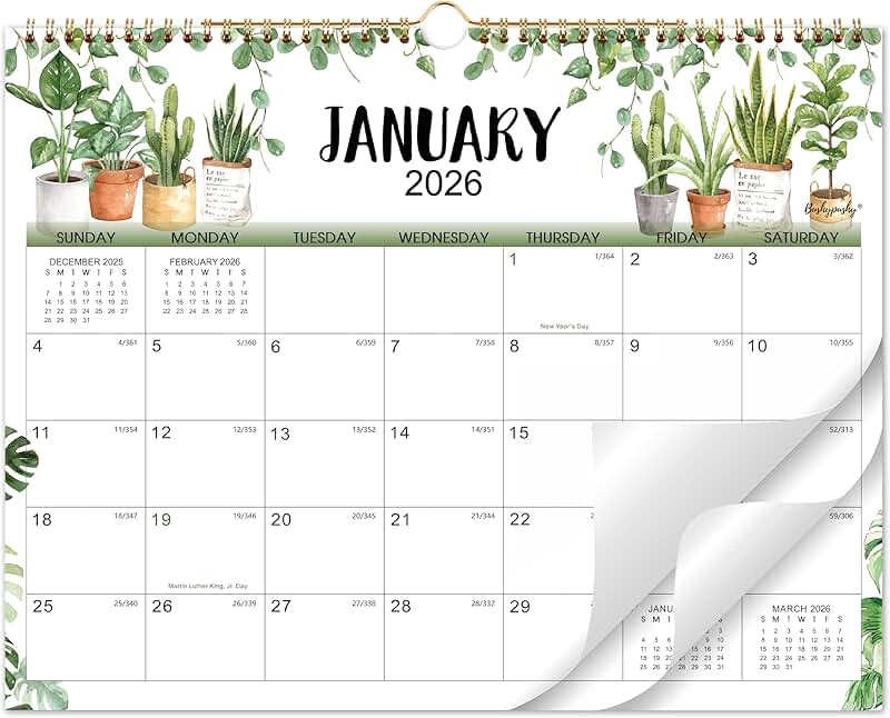 2026 Wall Calendar with Plants Design