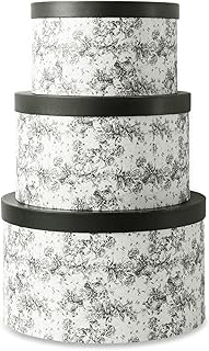 Set of 3 Floral Hat Storage Boxes with Lids