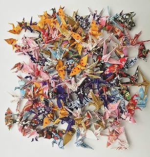 Set of 100 Washi Paper Cranes for Decor