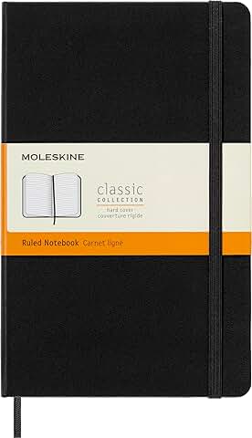 Large black ruled hardcover notebook