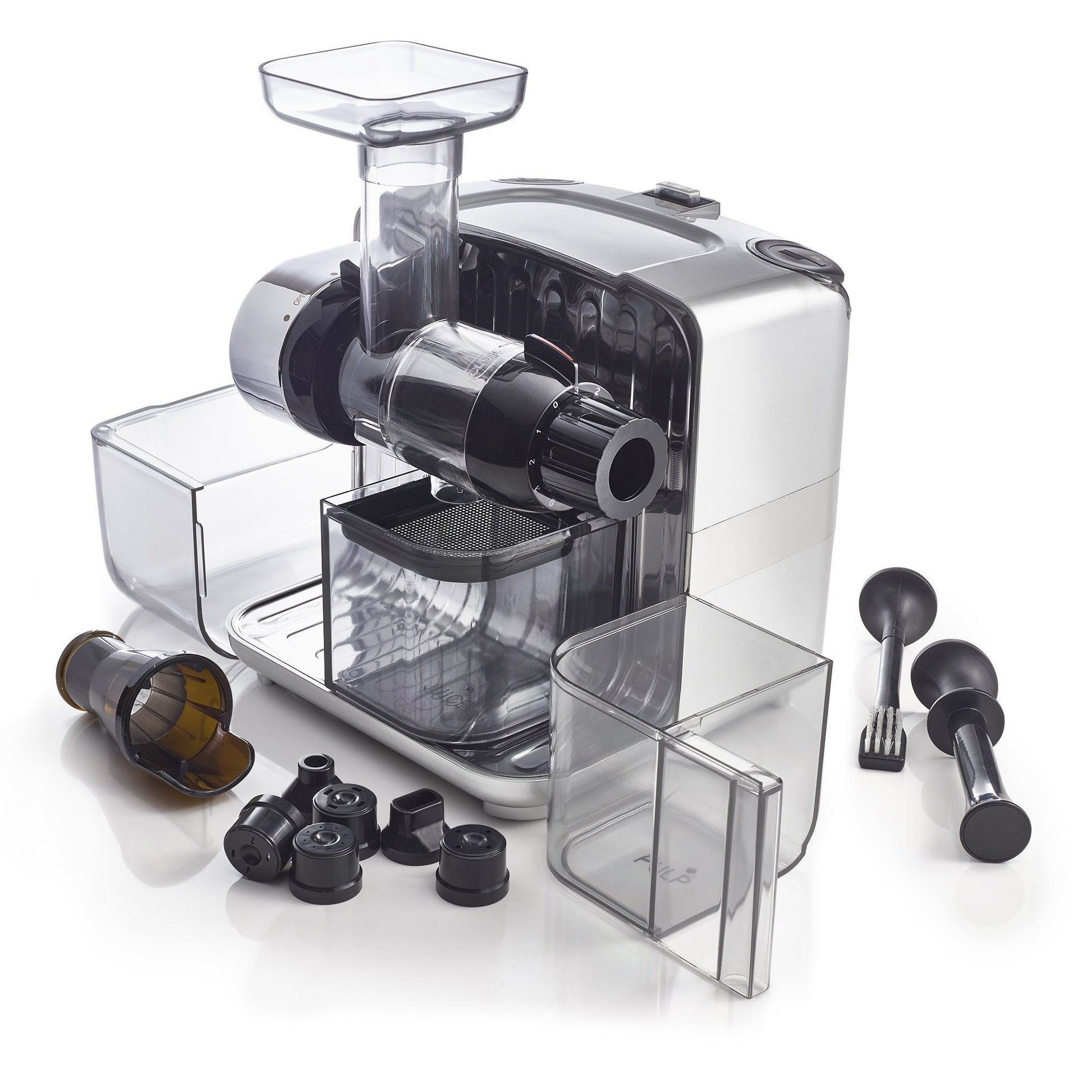 Cube Nutrition System Juicer Creates Fruit Vegetable  Wheatgr Juice Slow Masticating Compact Design with Convenient Storage, 200-Watt, Silver
