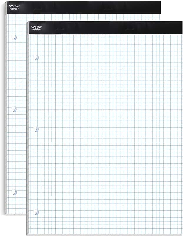 Graph Paper Notebook, 55 Sheets, 8.5"x11"