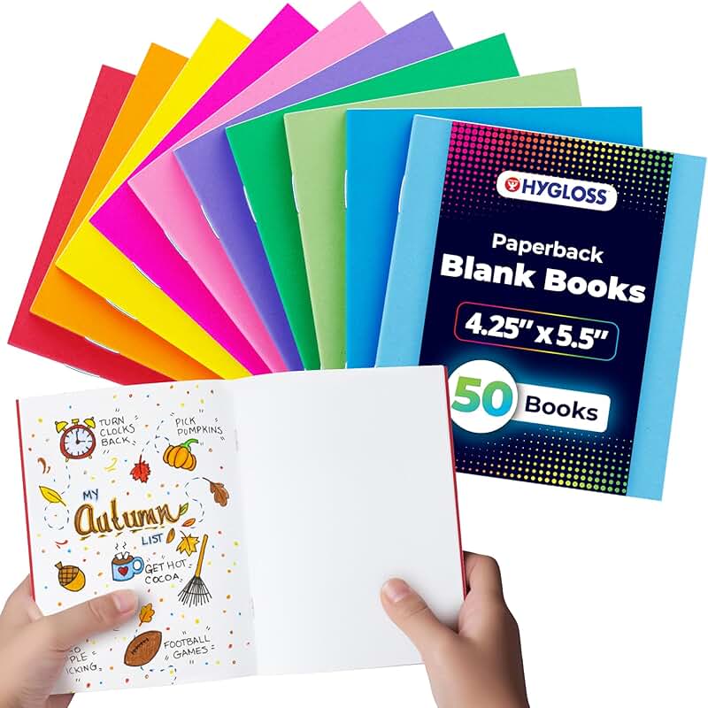 50 Assorted Color Blank Books for Drawing and Writing