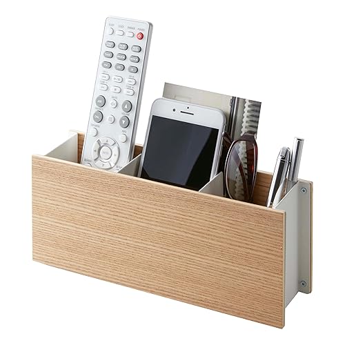 Small Steel and Wood Desk Organizer for Remote and Pen