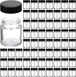 Set of 60 Clear Glass Jars with Lids for Storage