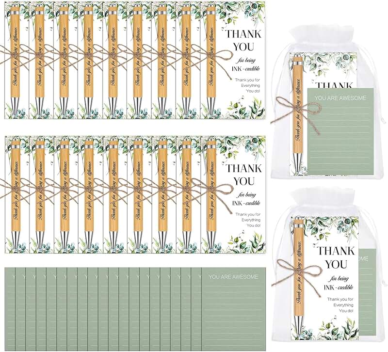 20 Employee Appreciation Gift Set with Pens Notes and Cards