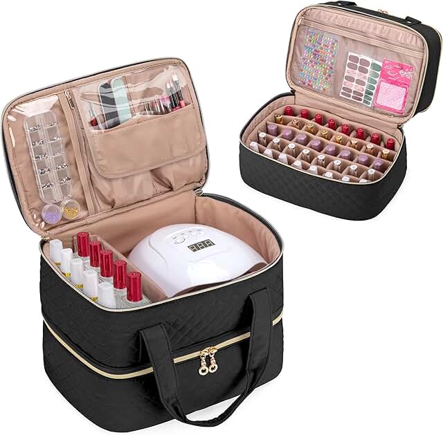 Double-layer nail polish and lamp organizer bag