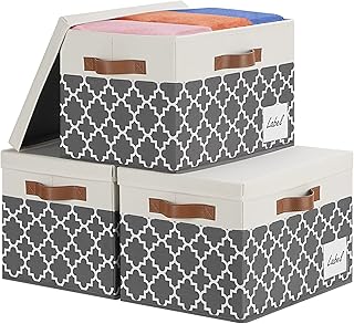 Large Foldable Storage Bins with Handles and Labels