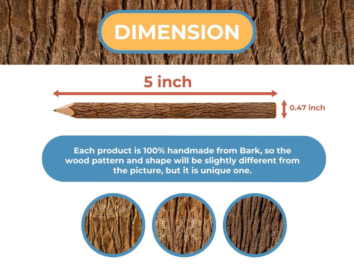 Rustic Wooden Pencils, 12 Pack, 5 Inch