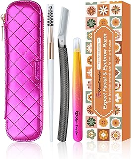 Women's Dermaplane Face and Eyebrow Razor Kit with Tweezers and Storage