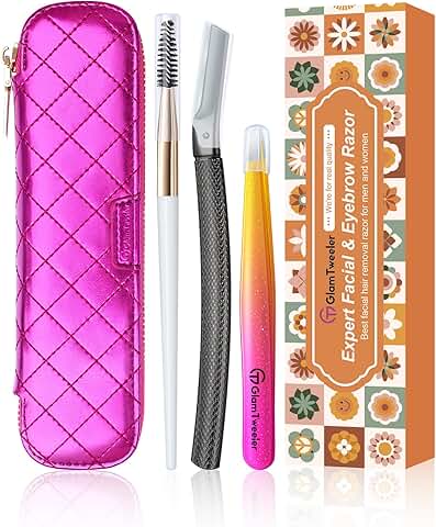 Women's Dermaplane Face and Eyebrow Razor Kit with Tweezers and Storage