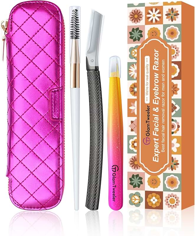 Women's Dermaplane Face and Eyebrow Razor Kit with Tweezers and Storage