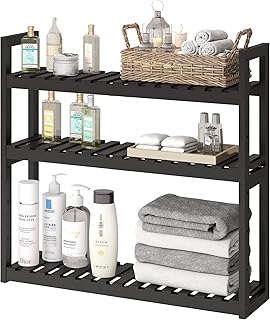 Adjustable 3-Tier Bamboo Bathroom Shelf for Wall Mounting