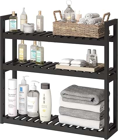 Adjustable 3-Tier Bamboo Bathroom Shelf for Wall Mounting