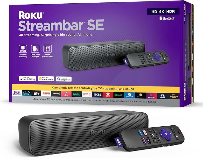 2-in-1 TV Soundbar with 4K/HD/HDR Streaming and Clear Dialogue