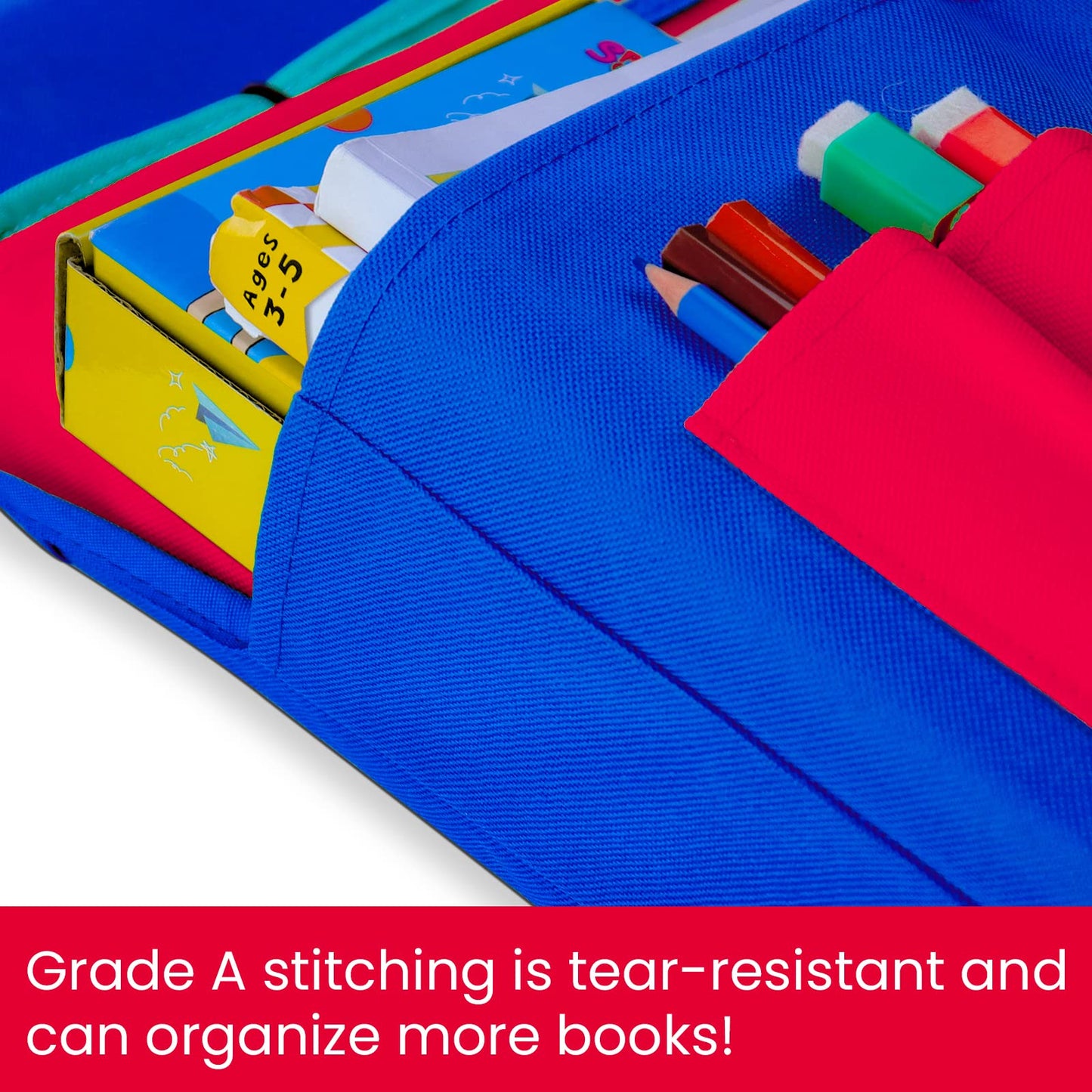 Red chairback storage pocket for children