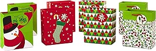 Set of 8 Small Christmas Gift Bags with 4 Designs