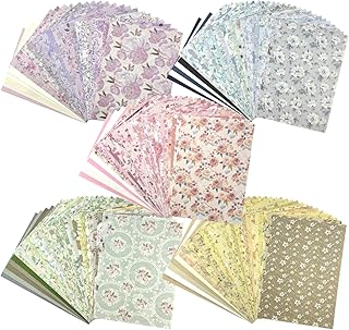 Set of 252 Vintage Floral Scrapbook and Textured Papers with Labels