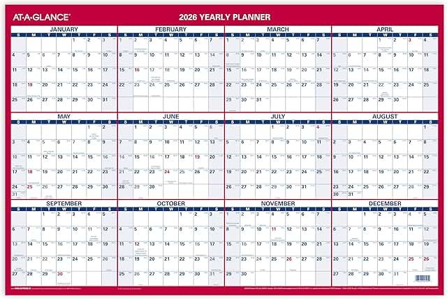 Large 2026 Erasable Wall Calendar, 36" x 24"