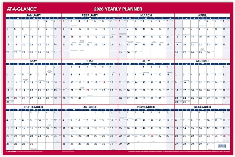 Large 2026 Erasable Wall Calendar, 36" x 24"