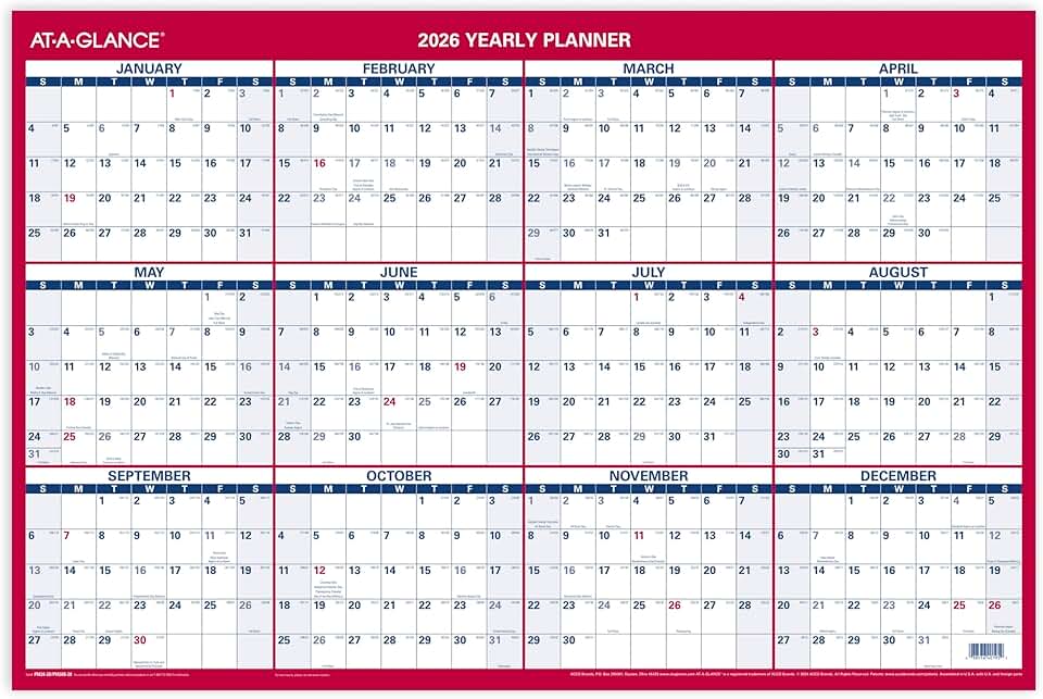 Large 2026 Erasable Wall Calendar, 36" x 24"