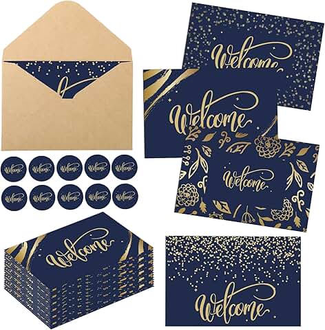 Set of 72 Welcome Cards with Envelopes and Stickers