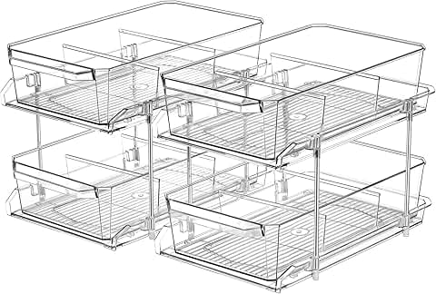 Two-Tier Clear Organizer with Dividers for Storage