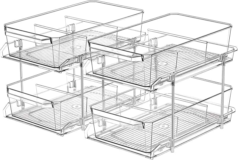 Two-Tier Clear Organizer with Dividers for Storage