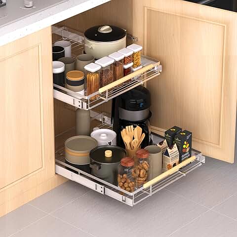 Adjustable Pull-Out Drawer Organizer for Cabinets