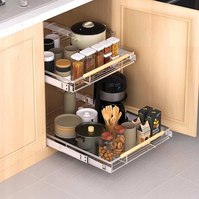 Adjustable Pull-Out Drawer Organizer for Cabinets