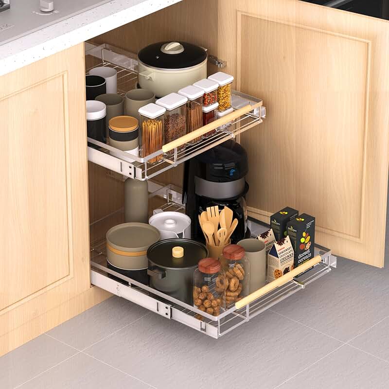 Adjustable Pull-Out Drawer Organizer for Cabinets